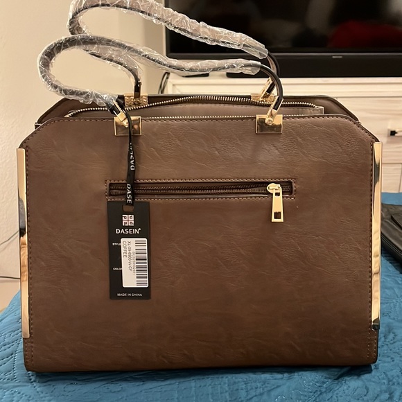 NWT Coffee Brown and Gold Purse and Wallet - Convertible with Shoulder Strap - Picture 2 of 7